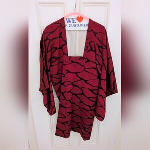 Chic Women's Red and Black Kimono Style